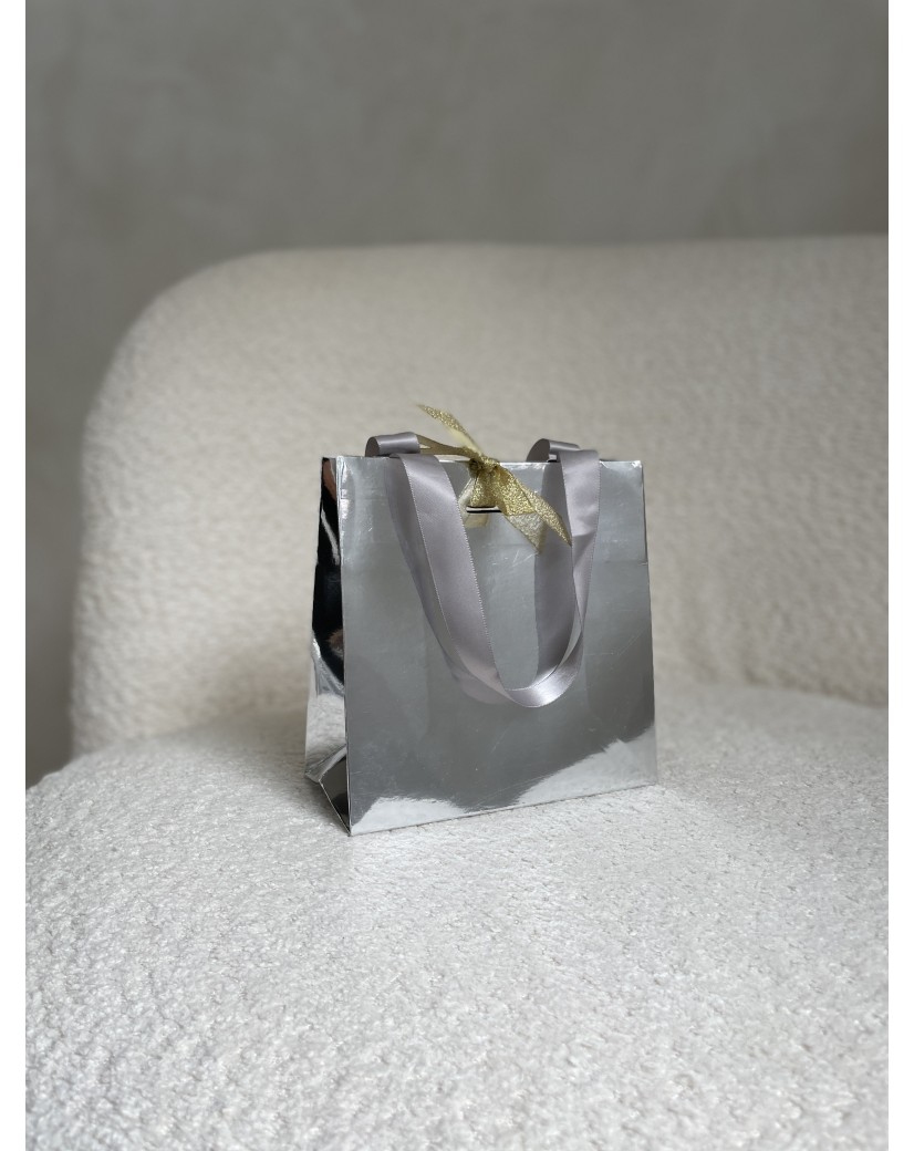 Sac papier Luxe Silver miroir - XS (16x8x16cm)