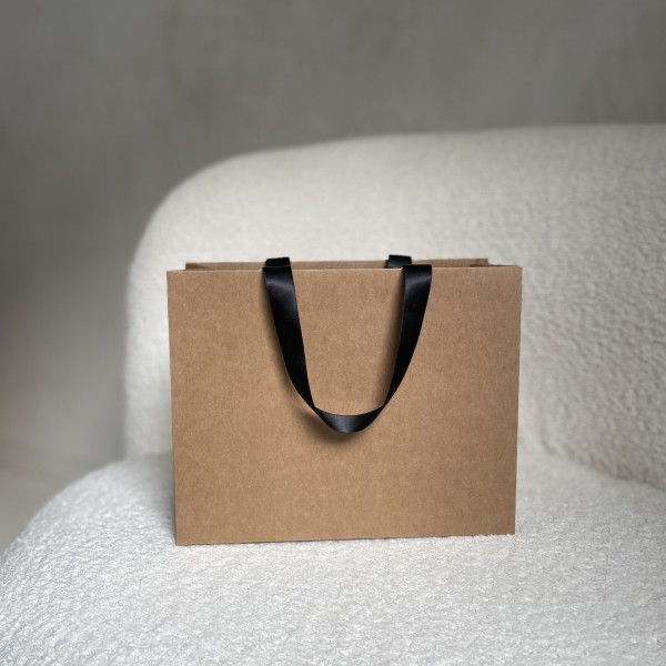 Sac papier Luxe Kraft - poignées noires - S (25x10x20cm)