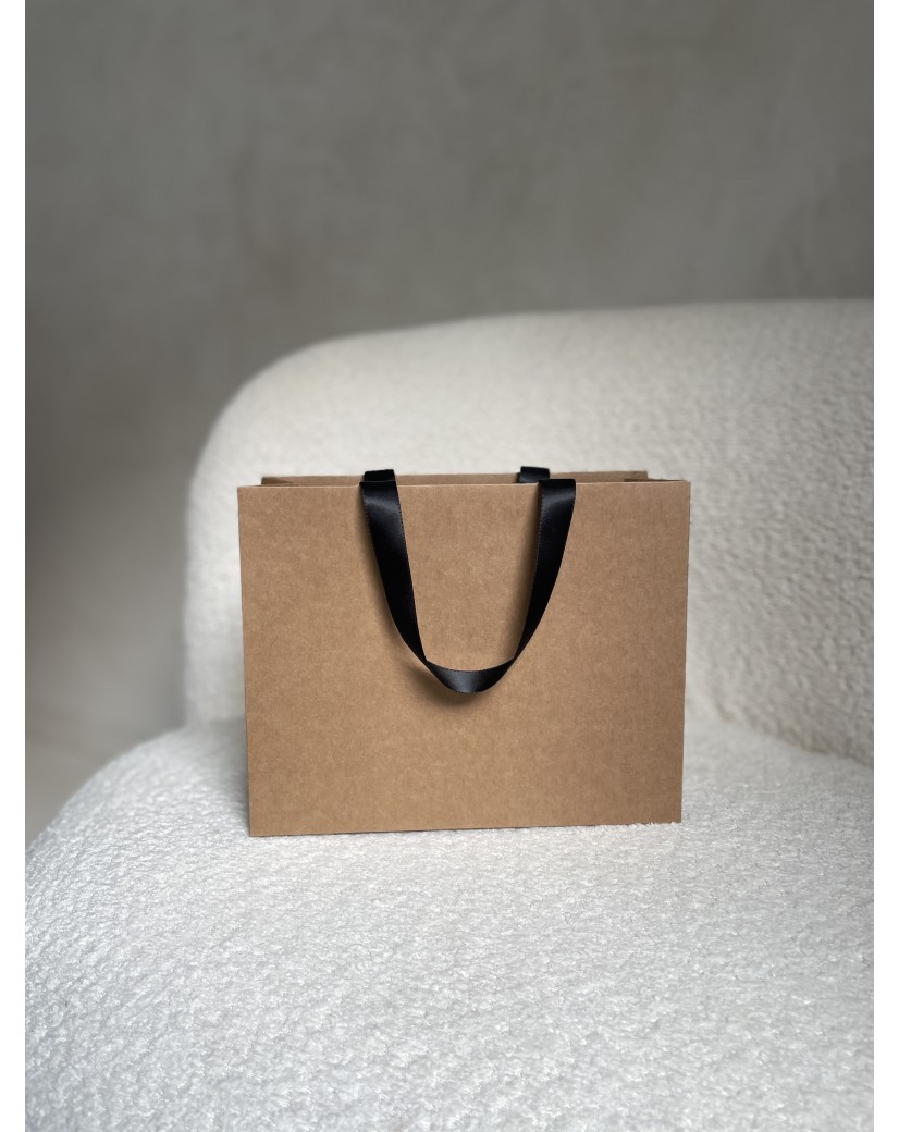 Sac papier Luxe Kraft - poignées noires - S (25x10x20cm)