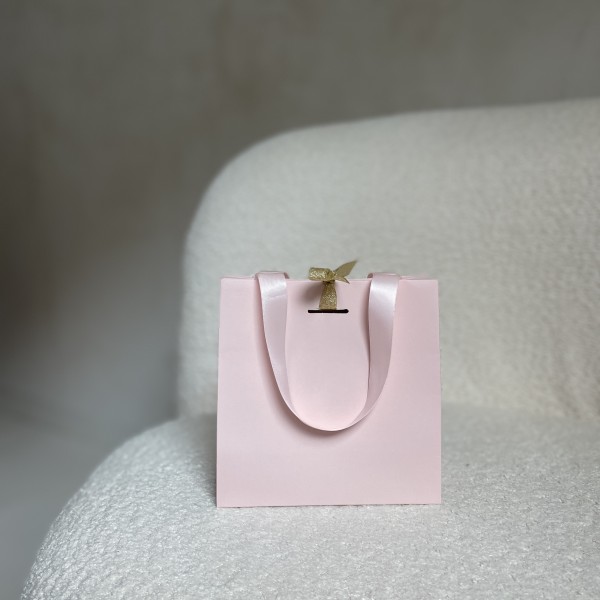 Sac papier Luxe Rose - poignées roses - XS (16x8x16cm)