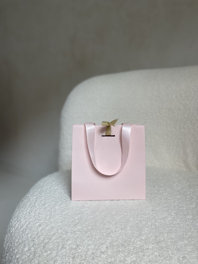 Sac papier Luxe Rose - poignées roses - XS (16x8x16cm)