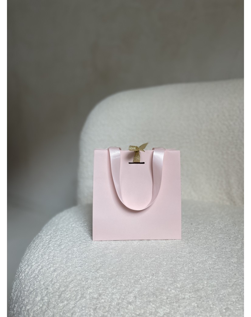 Sac papier Luxe Rose - poignées roses - XS (16x8x16cm)