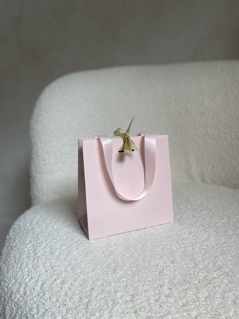 Sac papier Luxe Rose - poignées roses - XS (16x8x16cm)