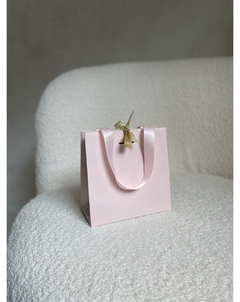 Sac papier Luxe Rose - poignées roses - XS (16x8x16cm)