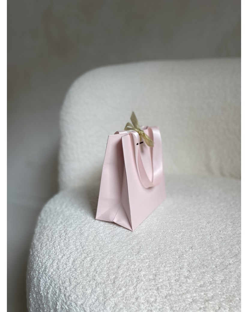 Sac papier Luxe Rose - poignées roses - XS (16x8x16cm)