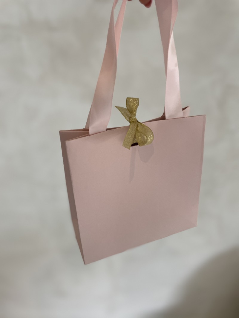 Sac papier Luxe Rose - poignées roses - XS (16x8x16cm)
