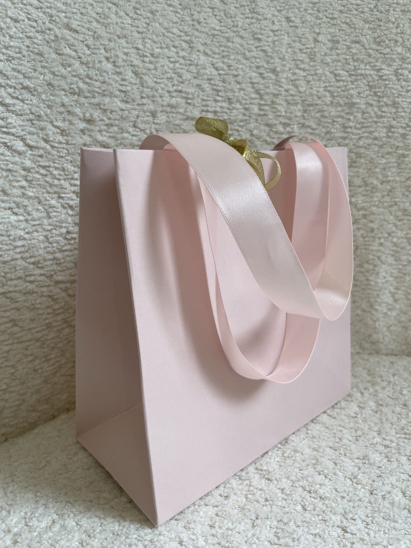 Sac papier Luxe Rose - poignées roses - XS (16x8x16cm)