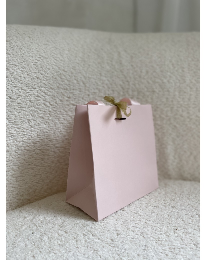 Sac papier Luxe Rose - poignées roses - XS (16x8x16cm)