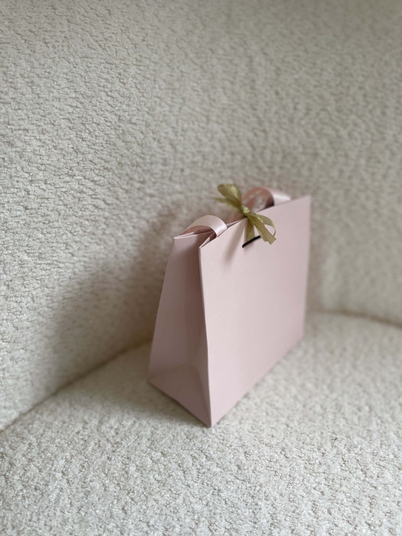 Sac papier Luxe Rose - poignées roses - XS (16x8x16cm)
