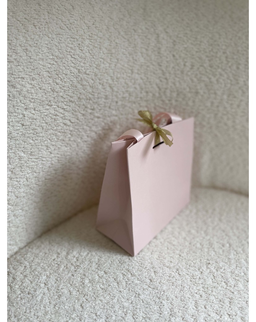 Sac papier Luxe Rose - poignées roses - XS (16x8x16cm)