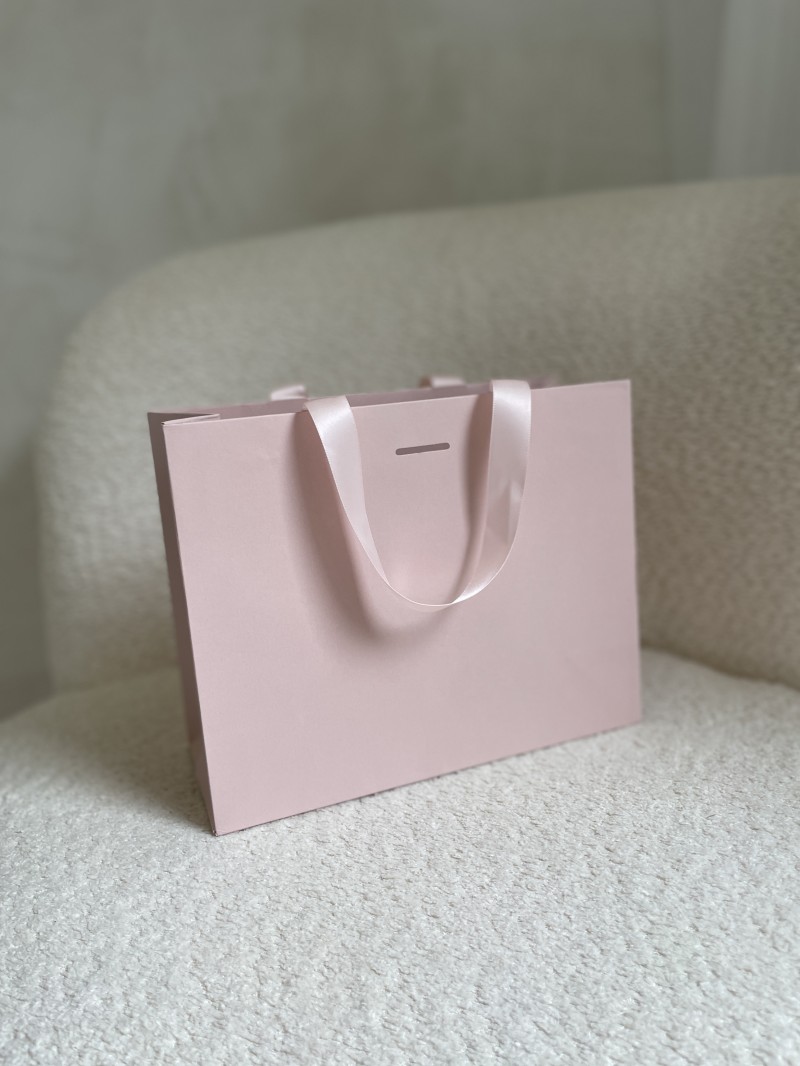 Sac papier Luxe Rose - poignées roses - S (25x10x20cm)