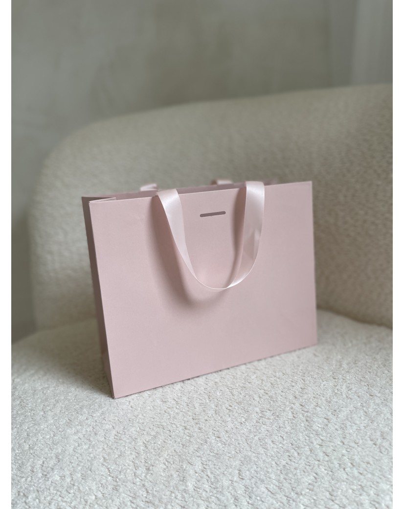 Sac papier Luxe Rose - poignées roses - S (25x10x20cm)