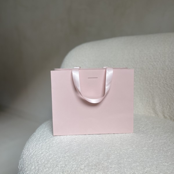 Sac papier Luxe Rose - poignées roses - S (25x10x20cm)