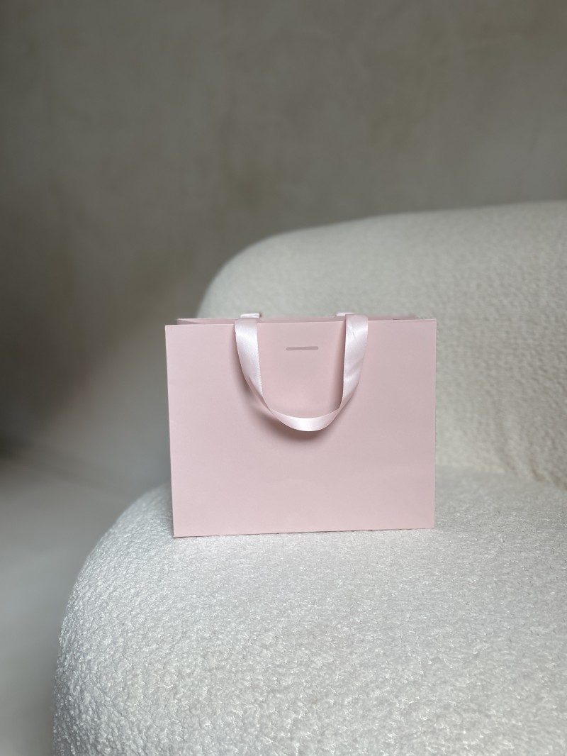 Sac papier Luxe Rose - poignées roses - S (25x10x20cm)