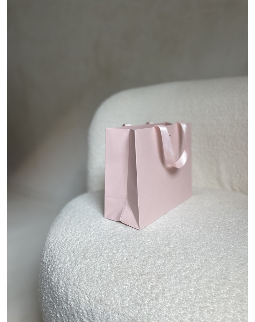 Sac papier Luxe Rose - poignées roses - S (25x10x20cm)