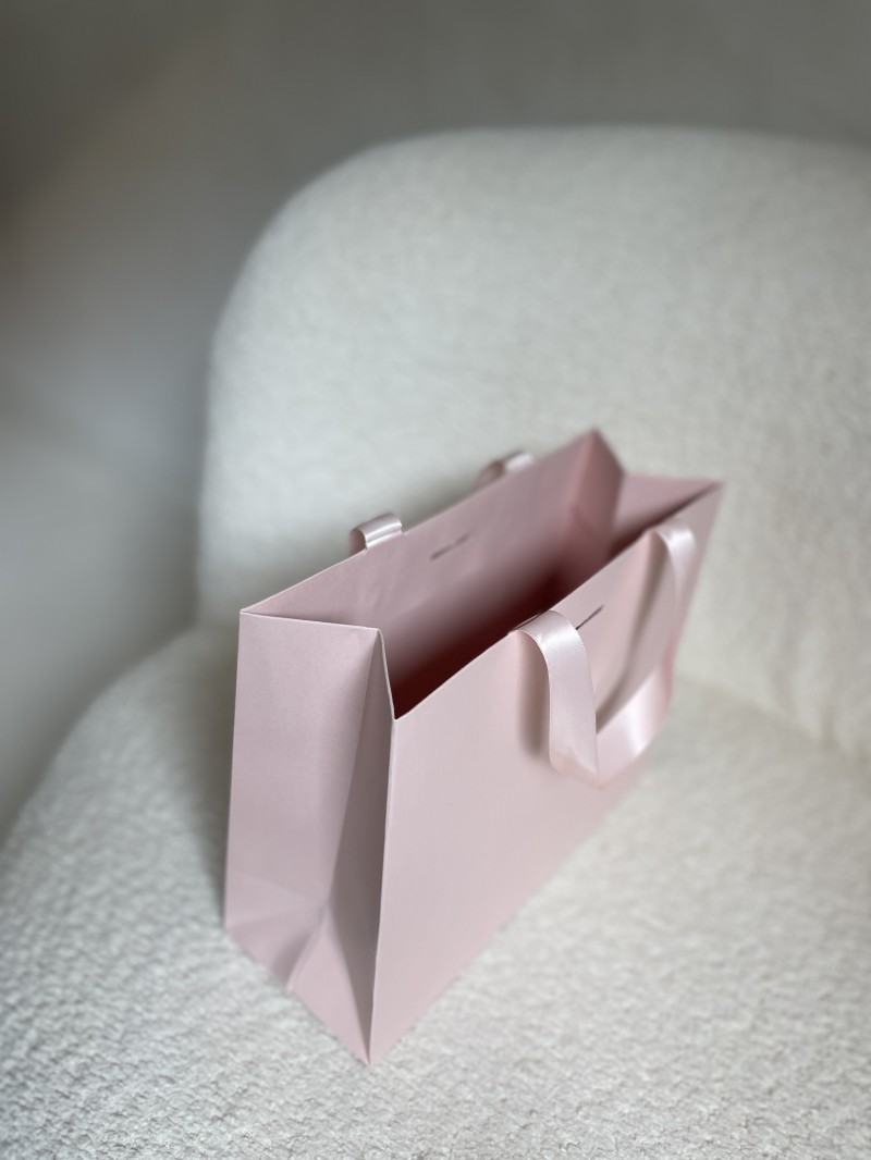 Sac papier Luxe Rose - poignées roses - S (25x10x20cm)