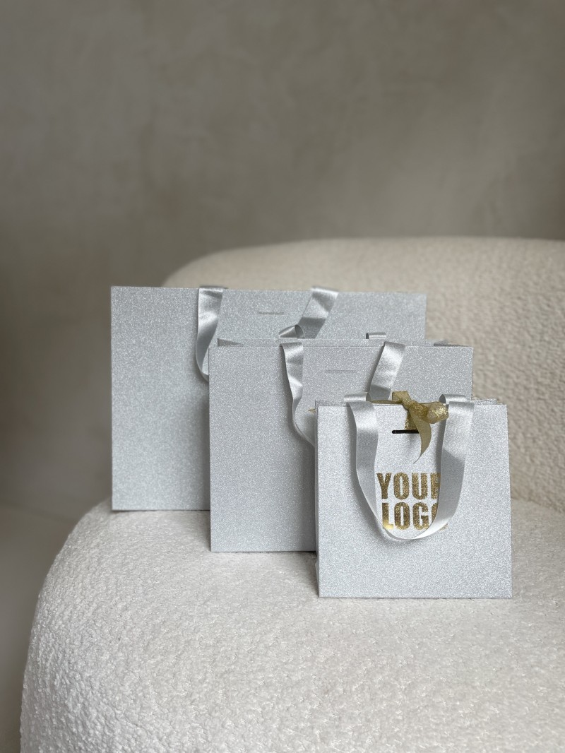 Sac papier Luxe Silver pailleté - S (25x10x20cm)