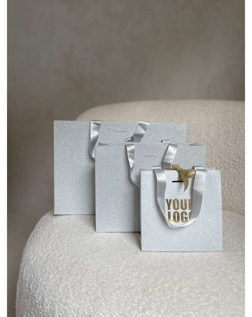 Sac papier Luxe Silver pailleté - S (25x10x20cm)