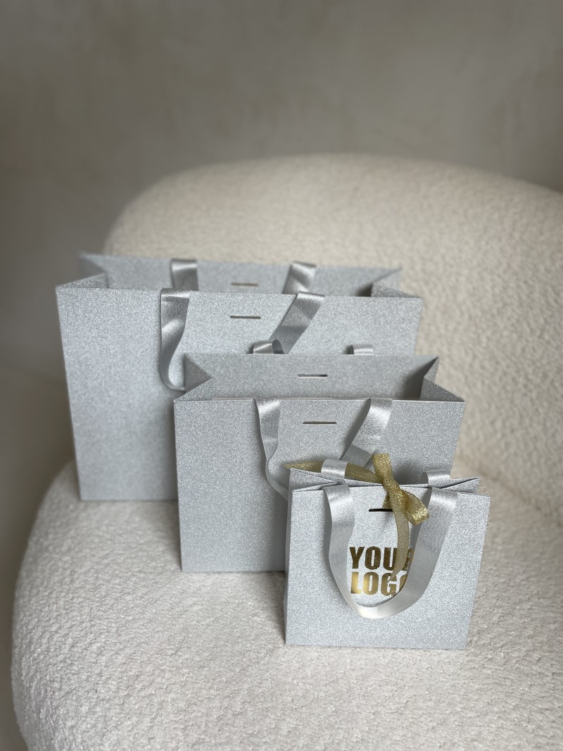 Sac papier Luxe Silver pailleté - S (25x10x20cm)