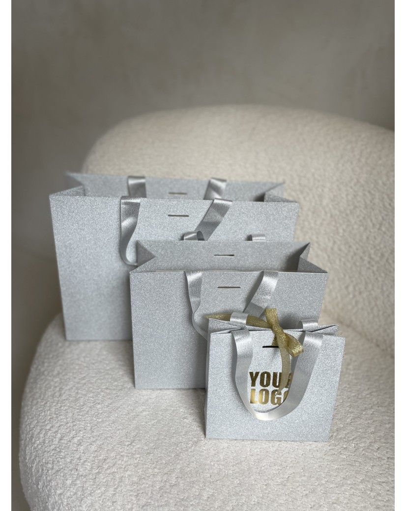 Sac papier Luxe Silver pailleté - S (25x10x20cm)