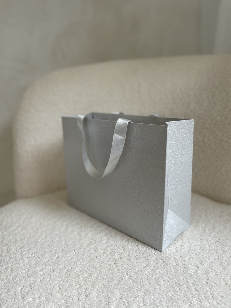 Sac papier Luxe Silver pailleté - S (25x10x20cm)