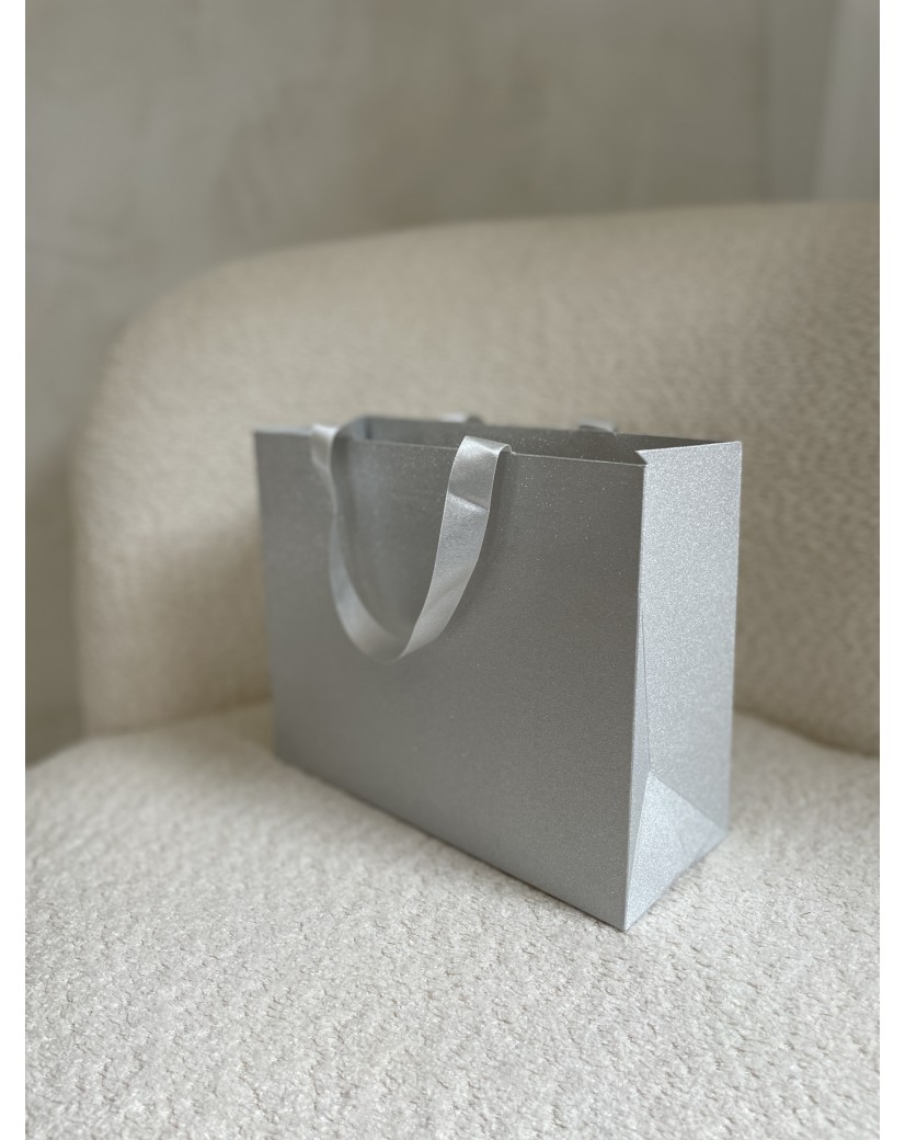 Sac papier Luxe Silver pailleté - S (25x10x20cm)