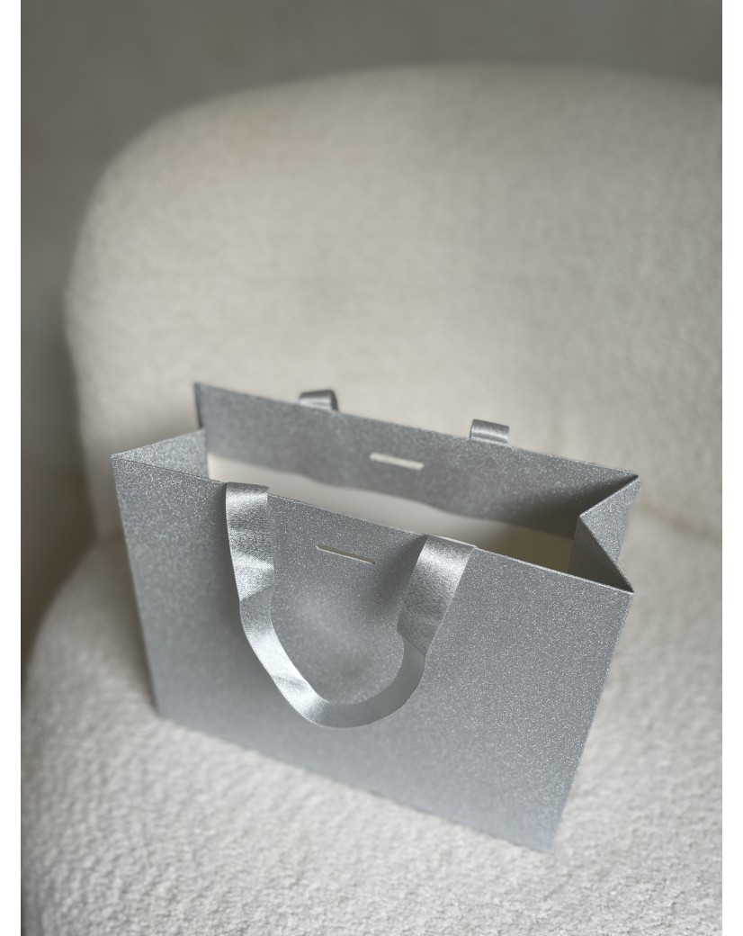 Sac papier Luxe Silver pailleté - S (25x10x20cm)