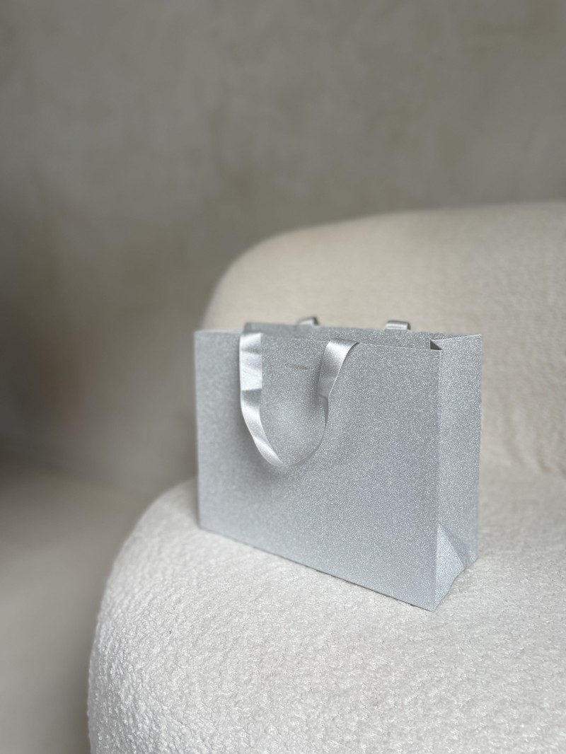 Sac papier Luxe Silver pailleté - S (25x10x20cm)