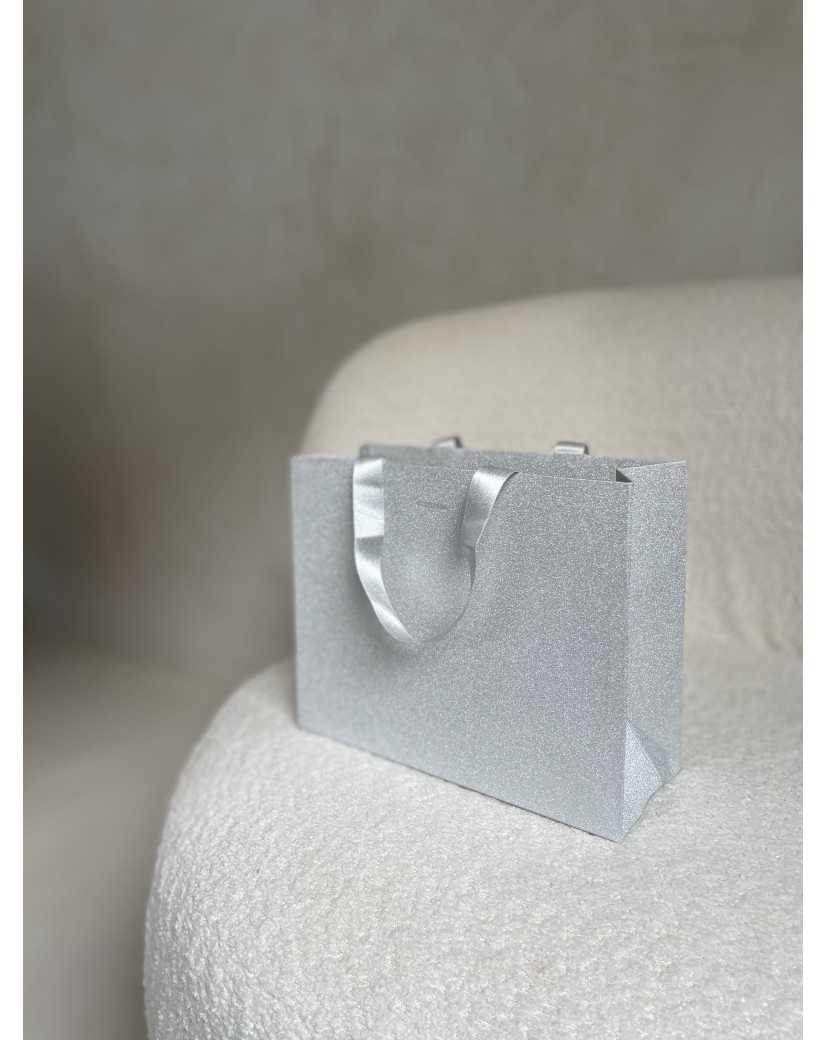 Sac papier Luxe Silver pailleté - S (25x10x20cm)