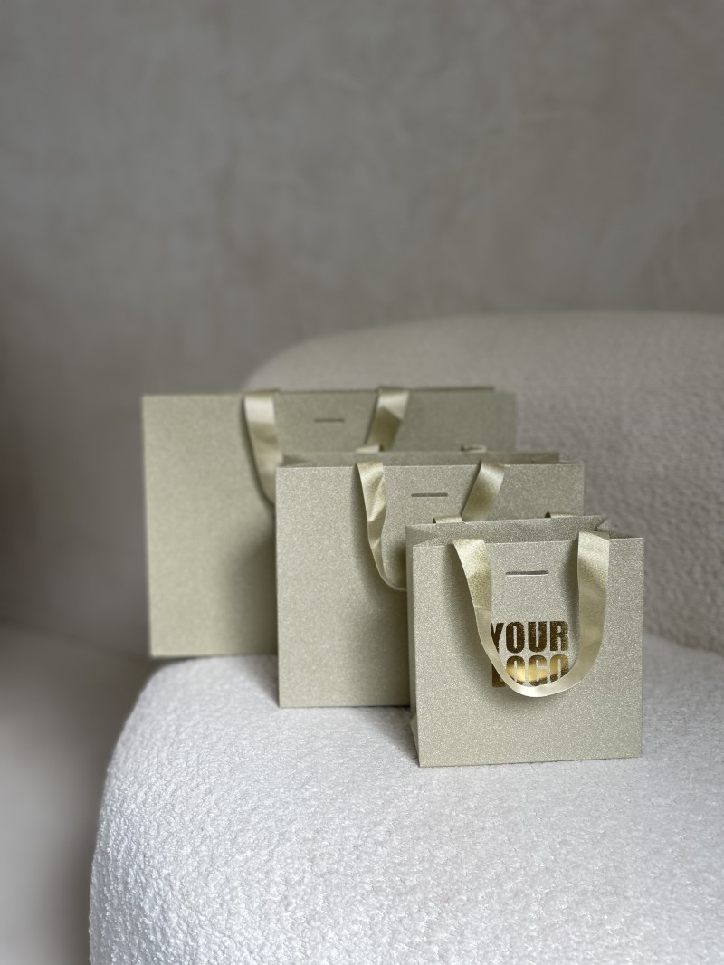 Sac papier Luxe Gold pailleté - S (25x10x20cm)