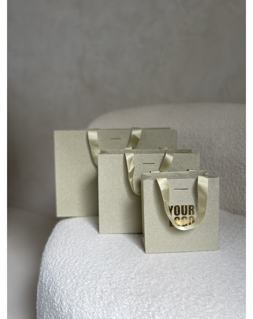 Sac papier Luxe Gold pailleté - S (25x10x20cm)