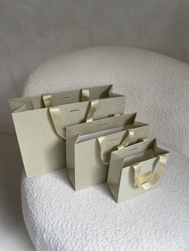 Sac papier Luxe Gold pailleté - S (25x10x20cm)