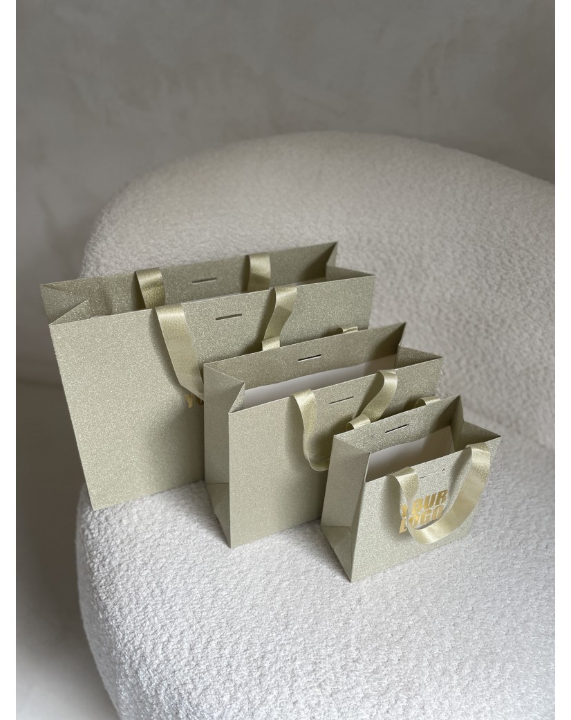Sac papier Luxe Gold pailleté - S (25x10x20cm)