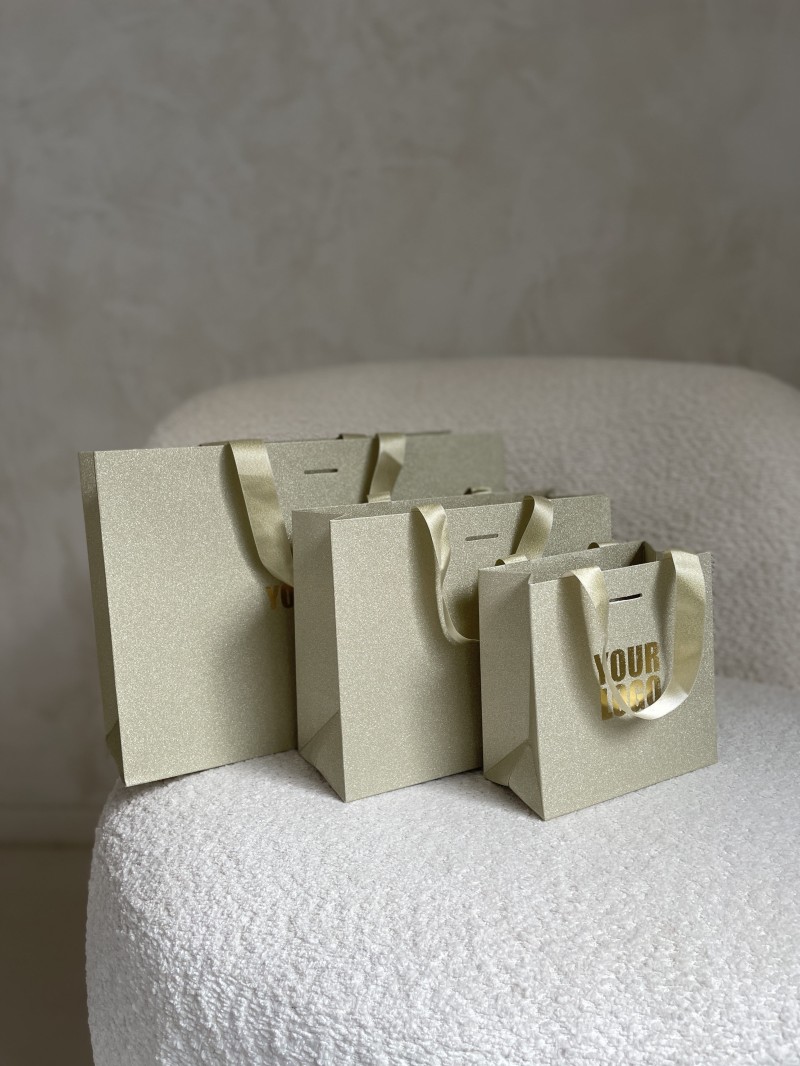 Sac papier Luxe Gold pailleté - S (25x10x20cm)