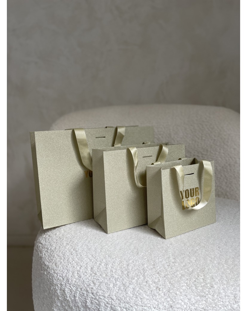 Sac papier Luxe Gold pailleté - S (25x10x20cm)