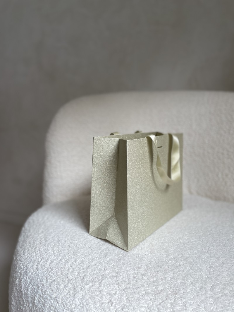 Sac papier Luxe Gold pailleté - S (25x10x20cm)
