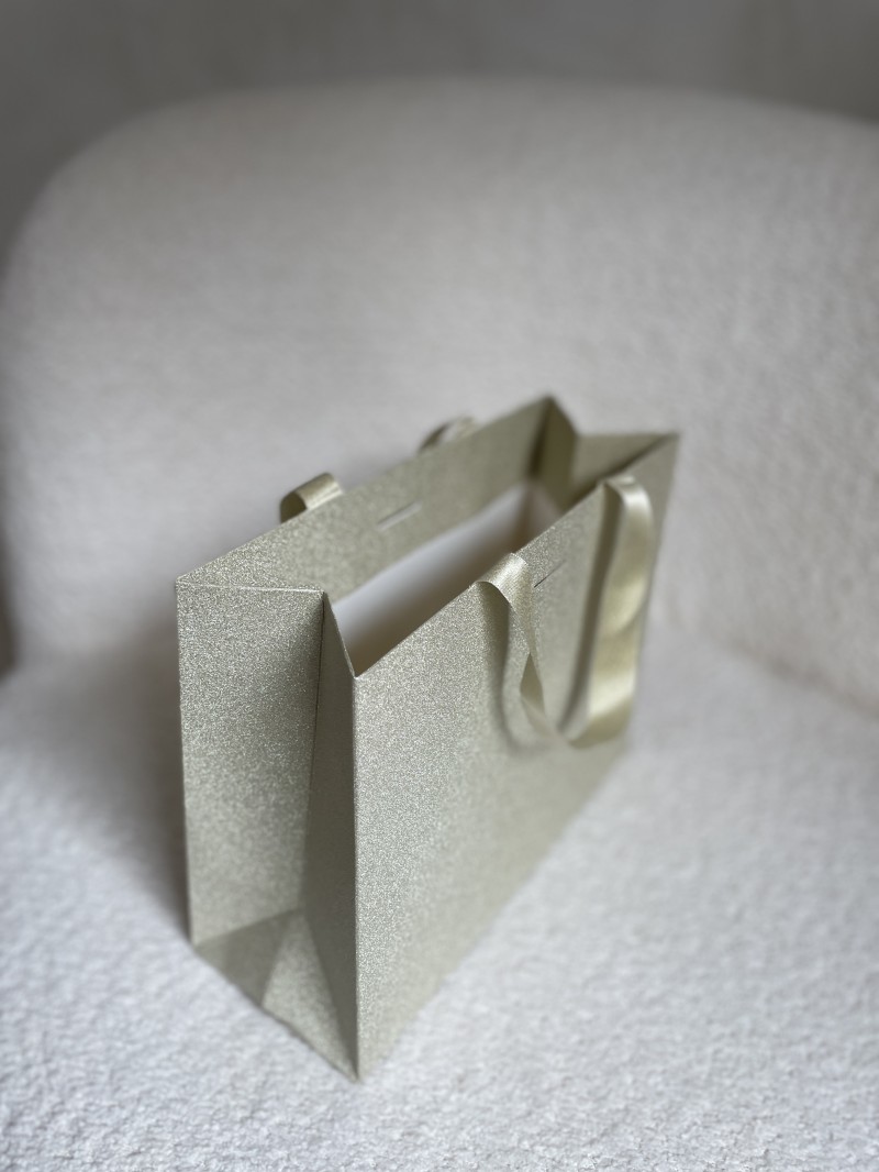 Sac papier Luxe Gold pailleté - S (25x10x20cm)