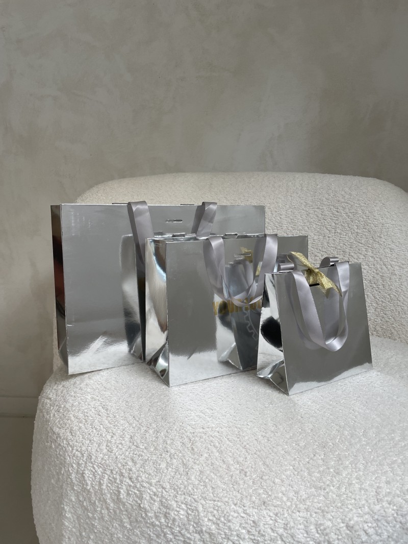 Sac papier Luxe Silver miroir - S (25x10x20cm)