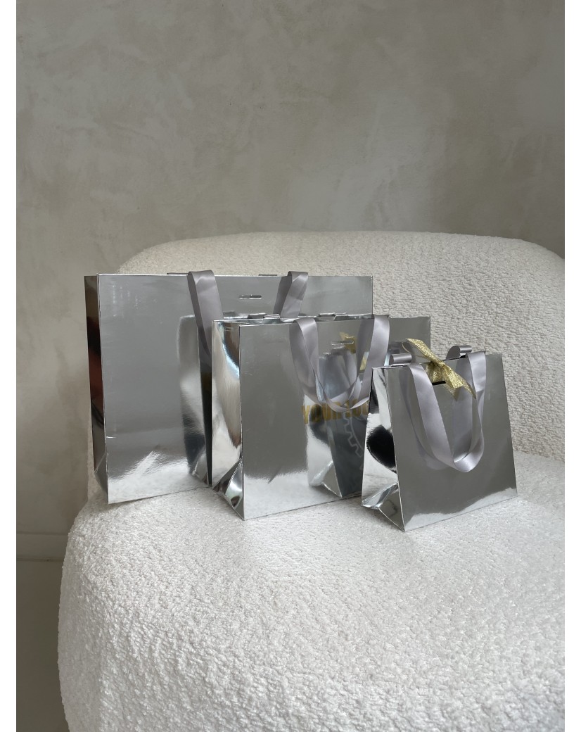 Sac papier Luxe Silver miroir - S (25x10x20cm)