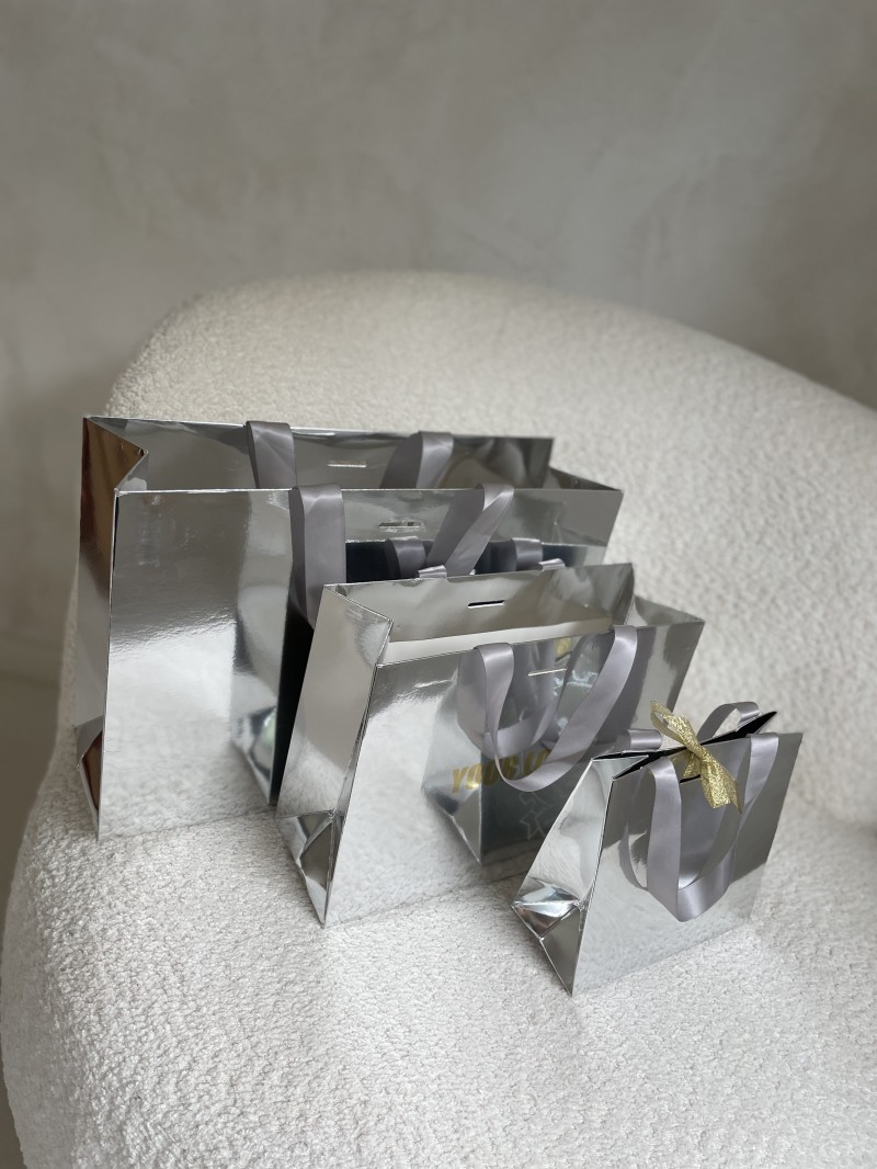Sac papier Luxe Silver miroir - S (25x10x20cm)