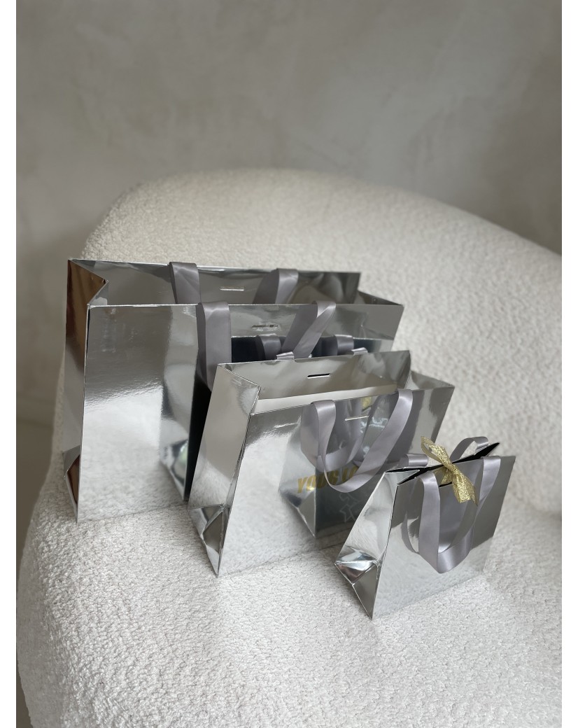 Sac papier Luxe Silver miroir - S (25x10x20cm)