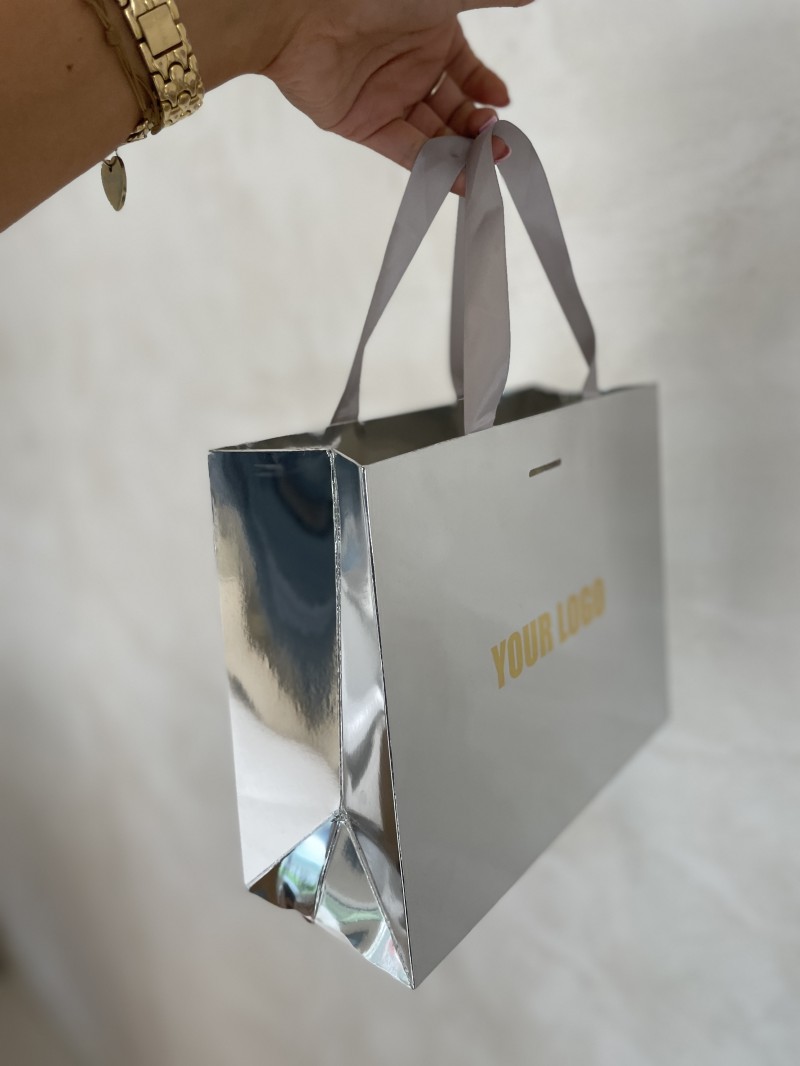 Sac papier Luxe Silver miroir - S (25x10x20cm)
