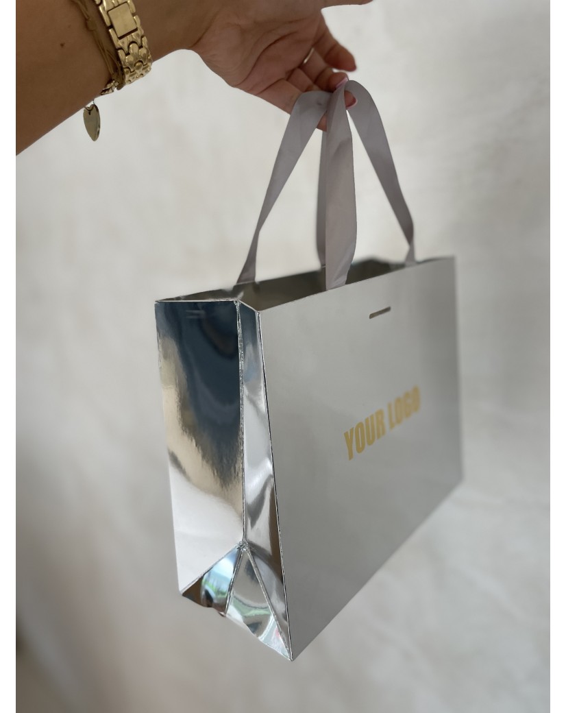 Sac papier Luxe Silver miroir - S (25x10x20cm)
