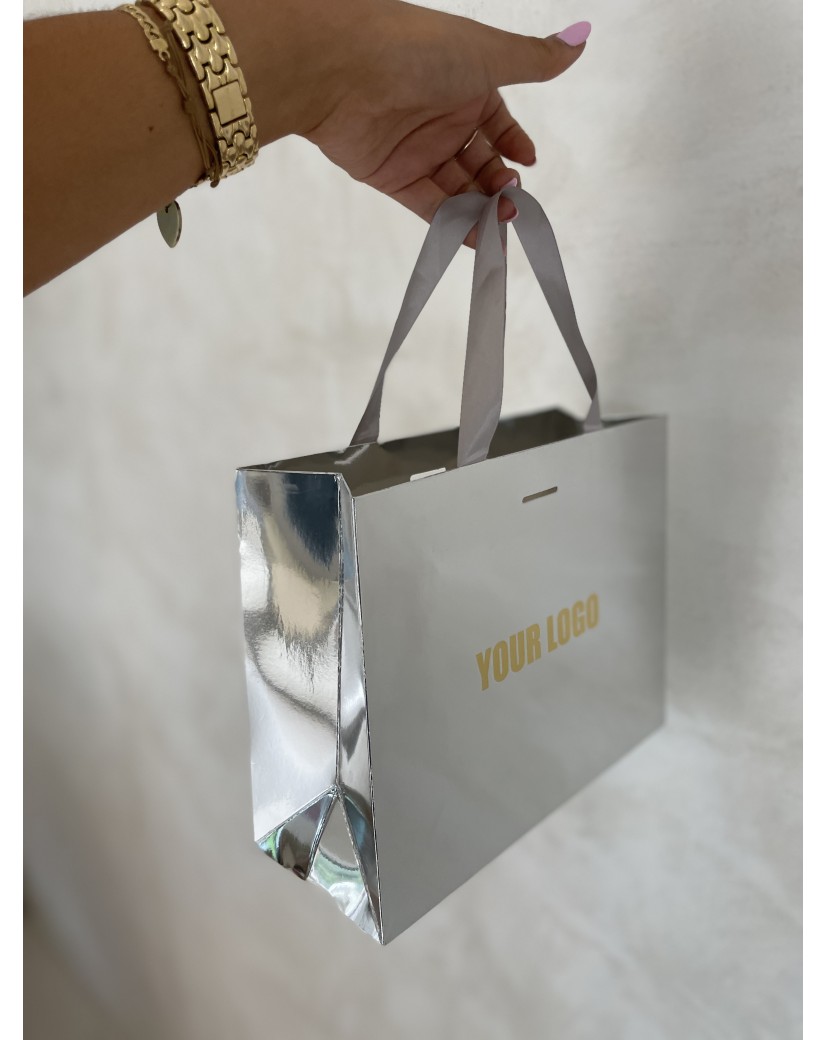 Sac papier Luxe Silver miroir - S (25x10x20cm)