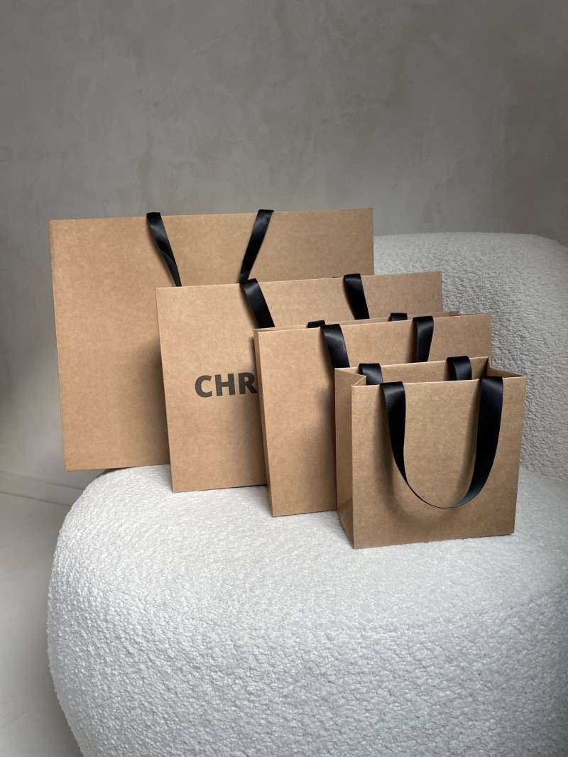 Sac papier Luxe Kraft - poignées noires - M (35x12x25cm)