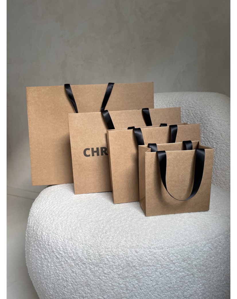 Sac papier Luxe Kraft - poignées noires - M (35x12x25cm)