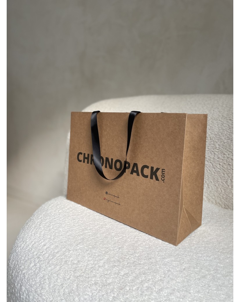 Sac papier Luxe Kraft - poignées noires - M (35x12x25cm)