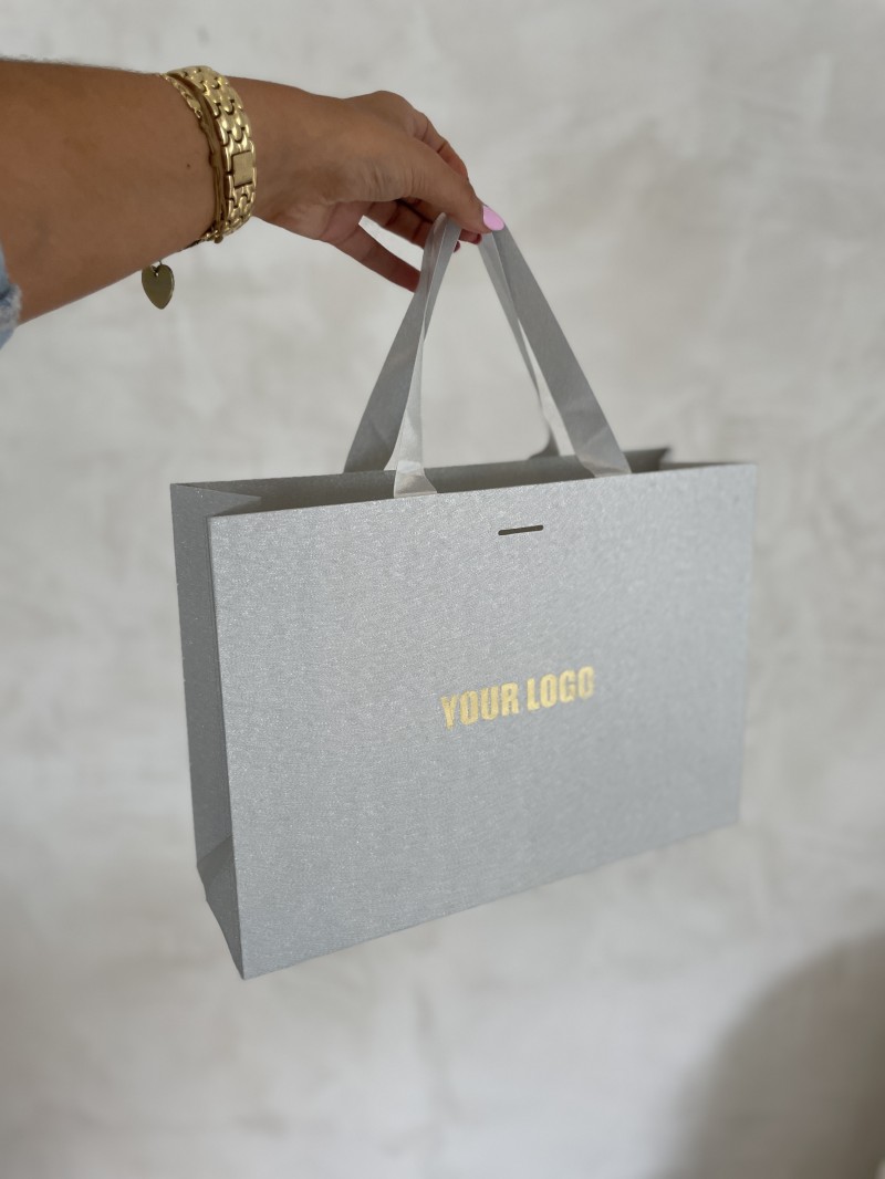 copy of Luxe papieren tas - Handvat Zwart Lint - Wit XS