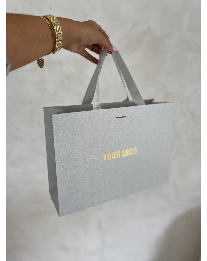 copy of Luxe papieren tas - Handvat Zwart Lint - Wit XS