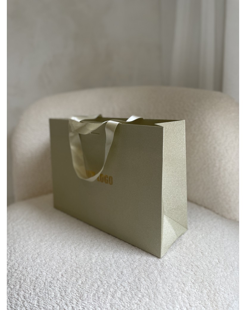 Sac papier Luxe Gold pailleté - M (35x12x25cm)